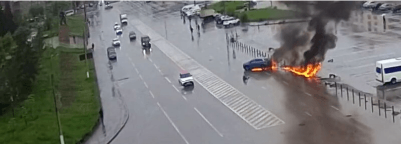 FLAMING DRUNK - Driver's Clothes Catch Fire After Crash As Car Explodes In City Centre Crash - Article cover image