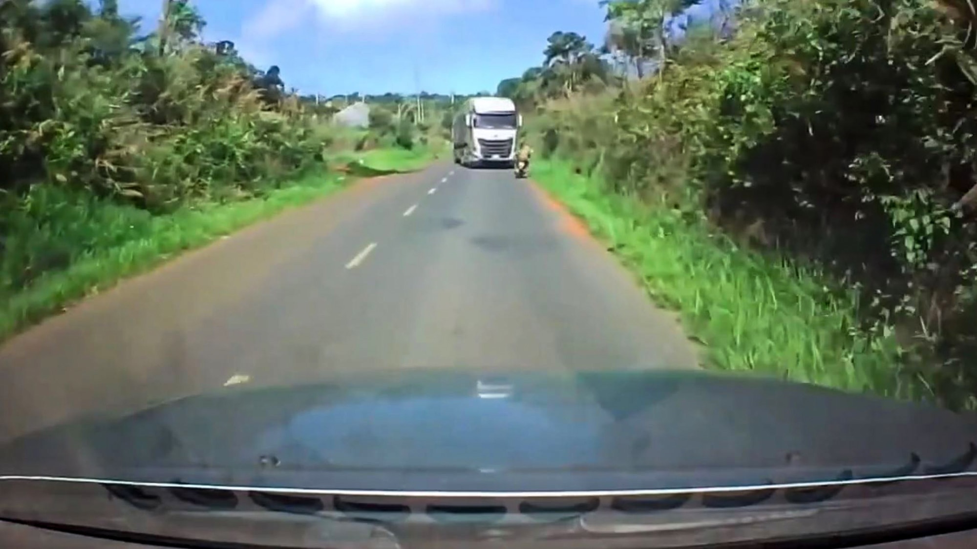 COLLISION COURSE - Lorry Swerves Into Wrong Lane Smashing Into Motorbike And Car - Article cover image